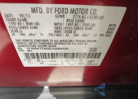 2014 Ford Explorer Xlt from USA, damaged, VIN 1FM5K7D82EGA59120